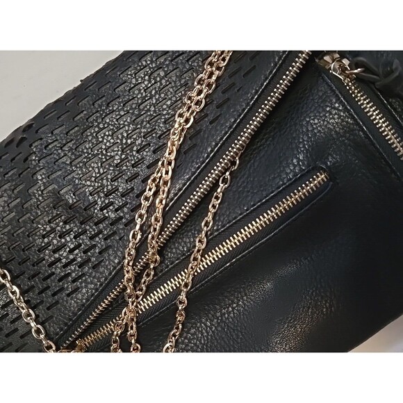 Urban Expressions Bag Black Crossbody Vegan Leather Fold-Flap Shoulder Purse - Picture 11 of 12